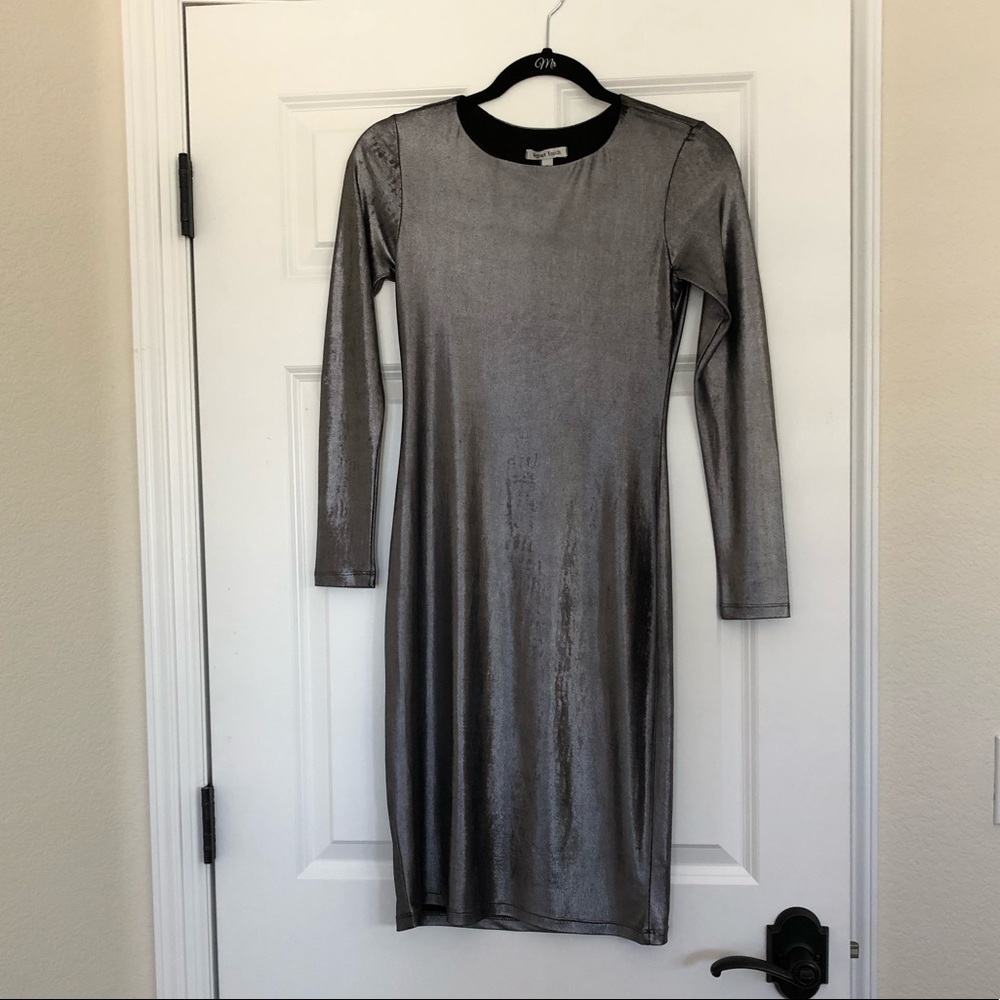 Sleek metallic body con dress